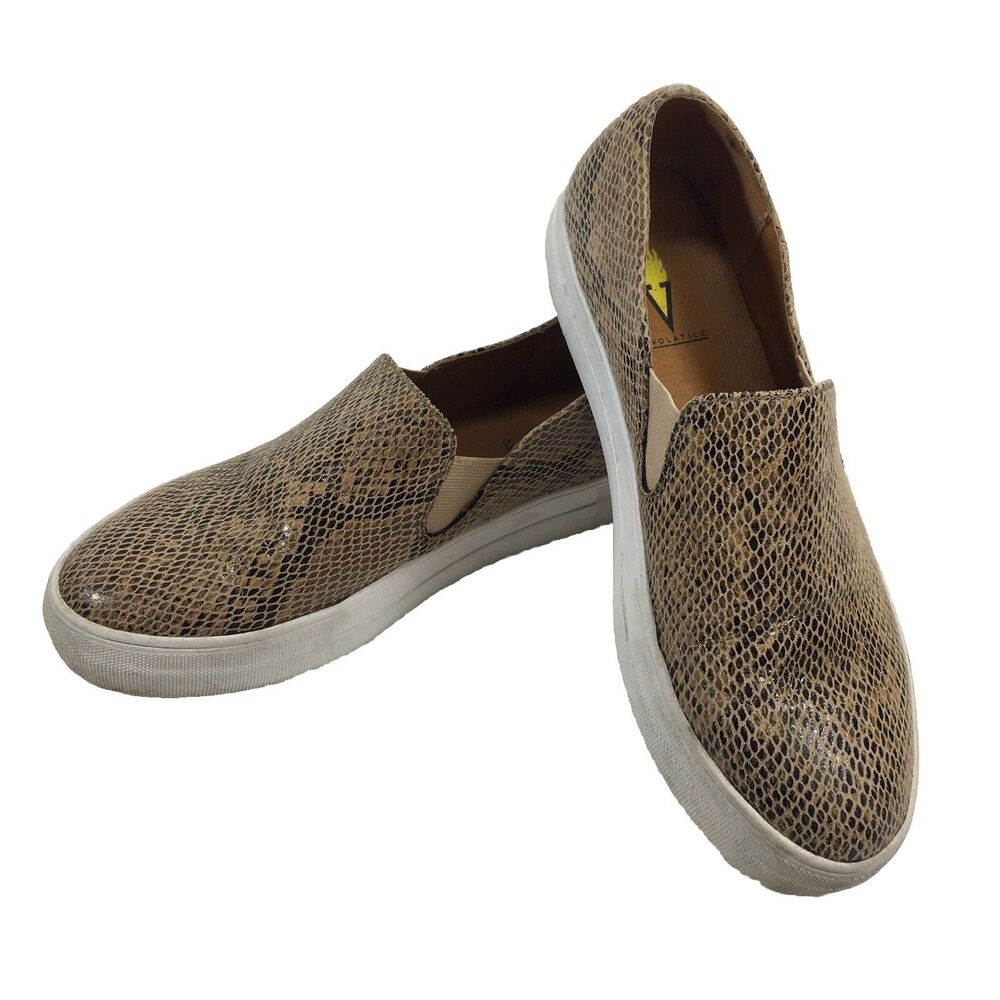 VOLATILE Women's Bolzano Sneaker Brown Tan - Size 9 M Snake Skin Pattern